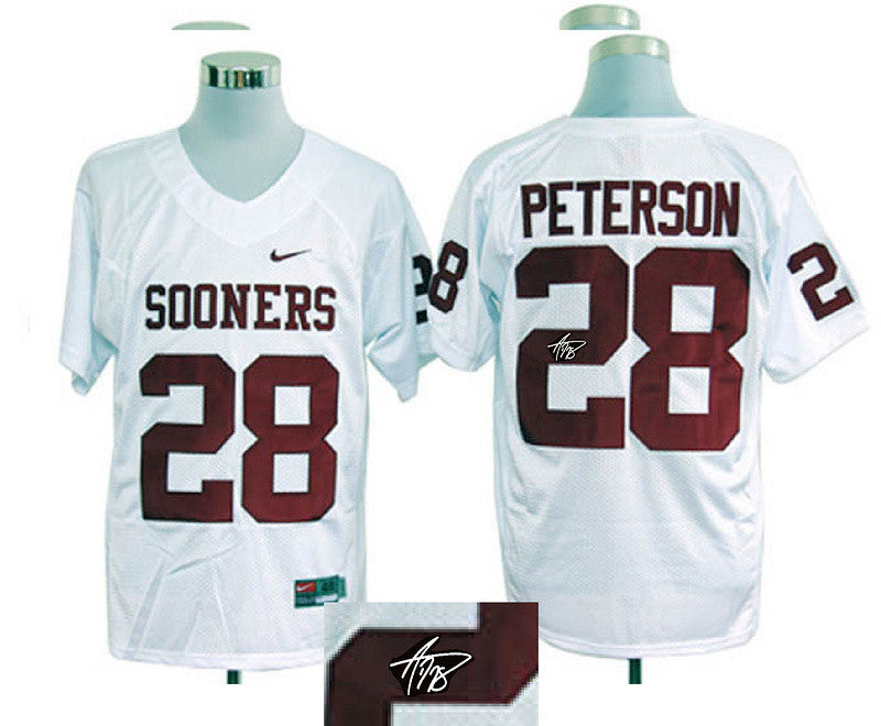 Peterson Oklahoma Sooners white jersey