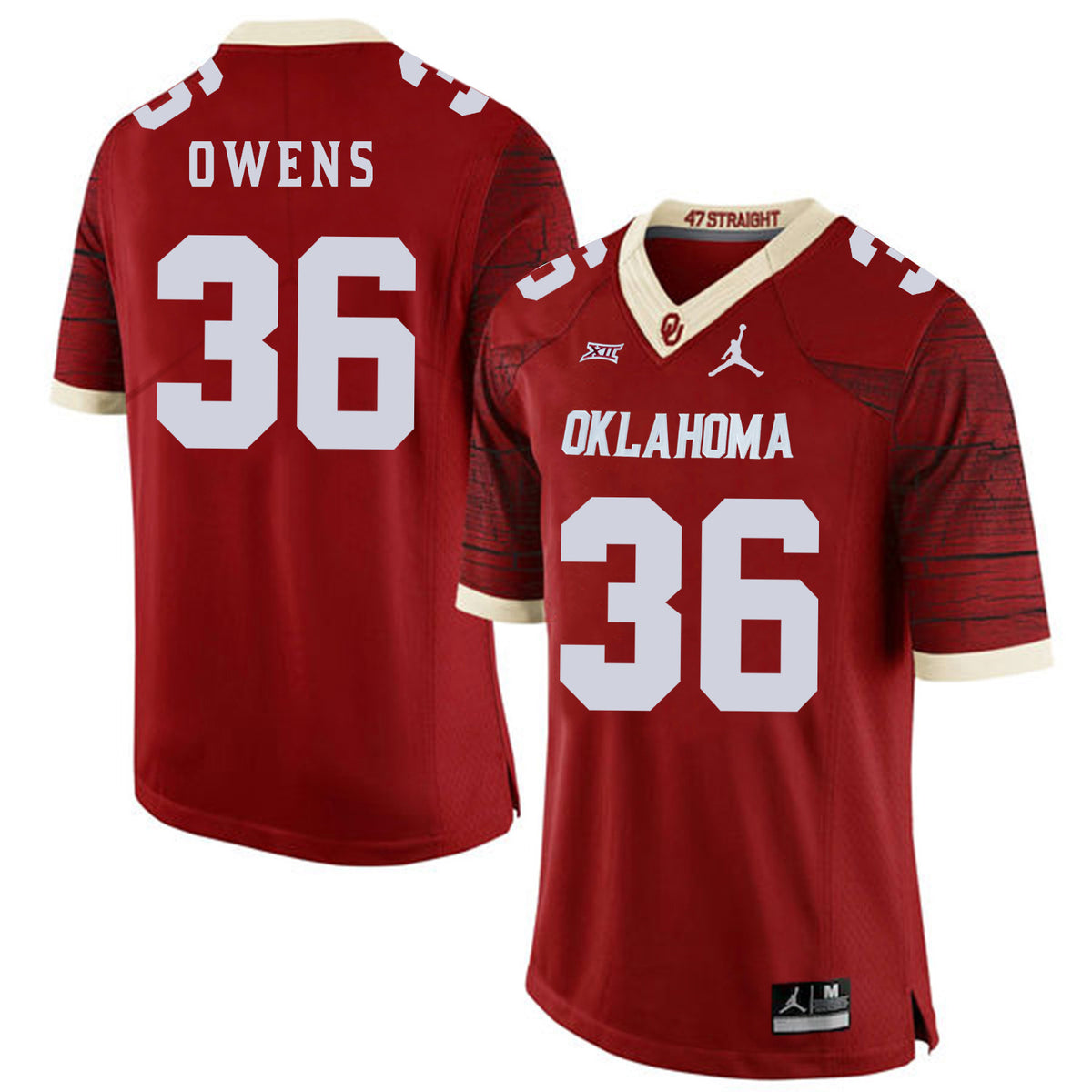 Steve Owens Oklahoma Sooners red Game jersey