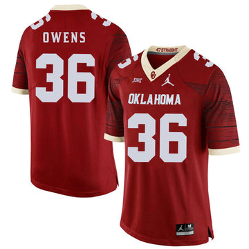 Steve Owens Oklahoma Sooners red Game jersey