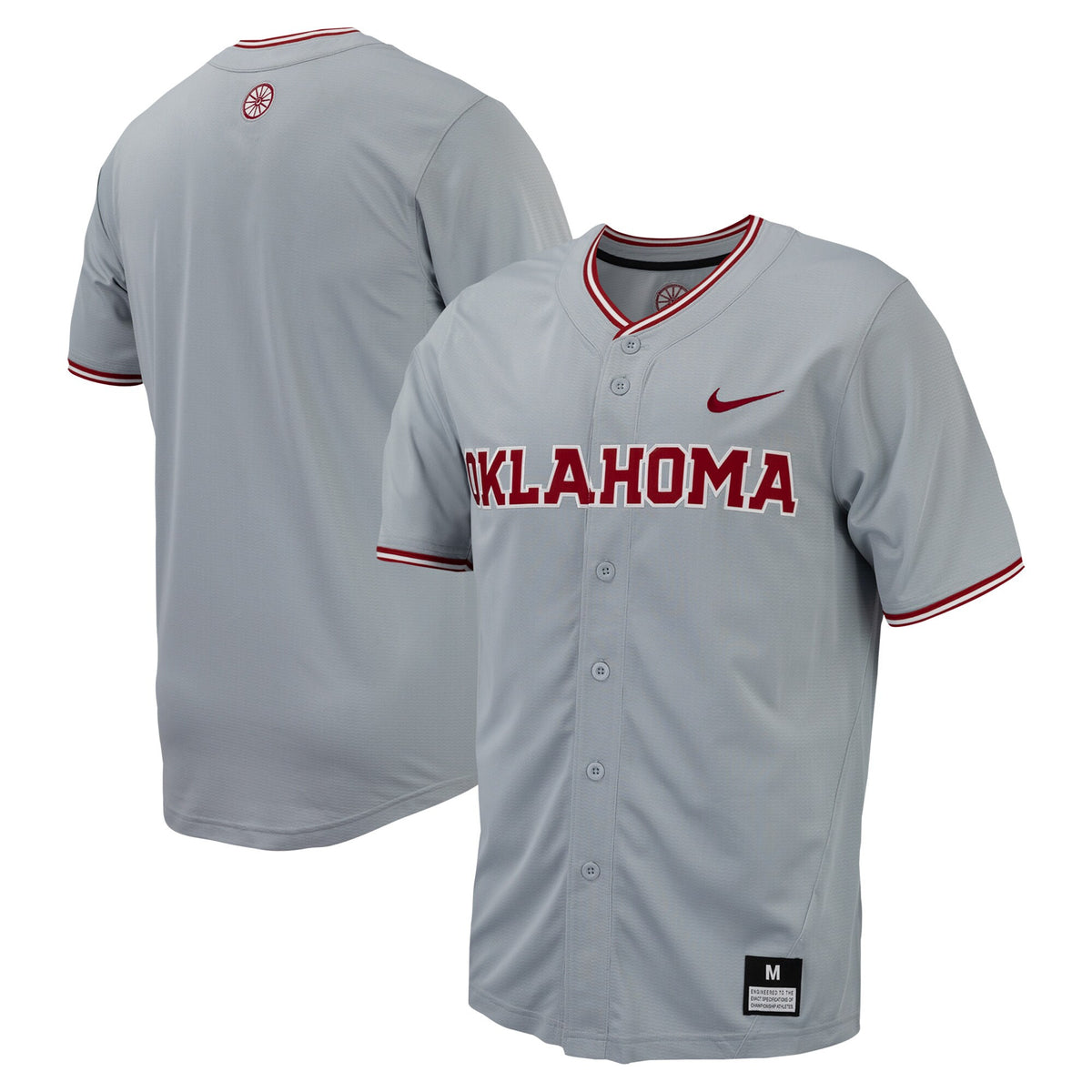 Full-button Oklahoma Sooners gray jersey
