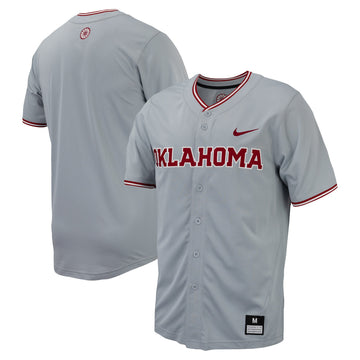 Full-button Oklahoma Sooners gray jersey