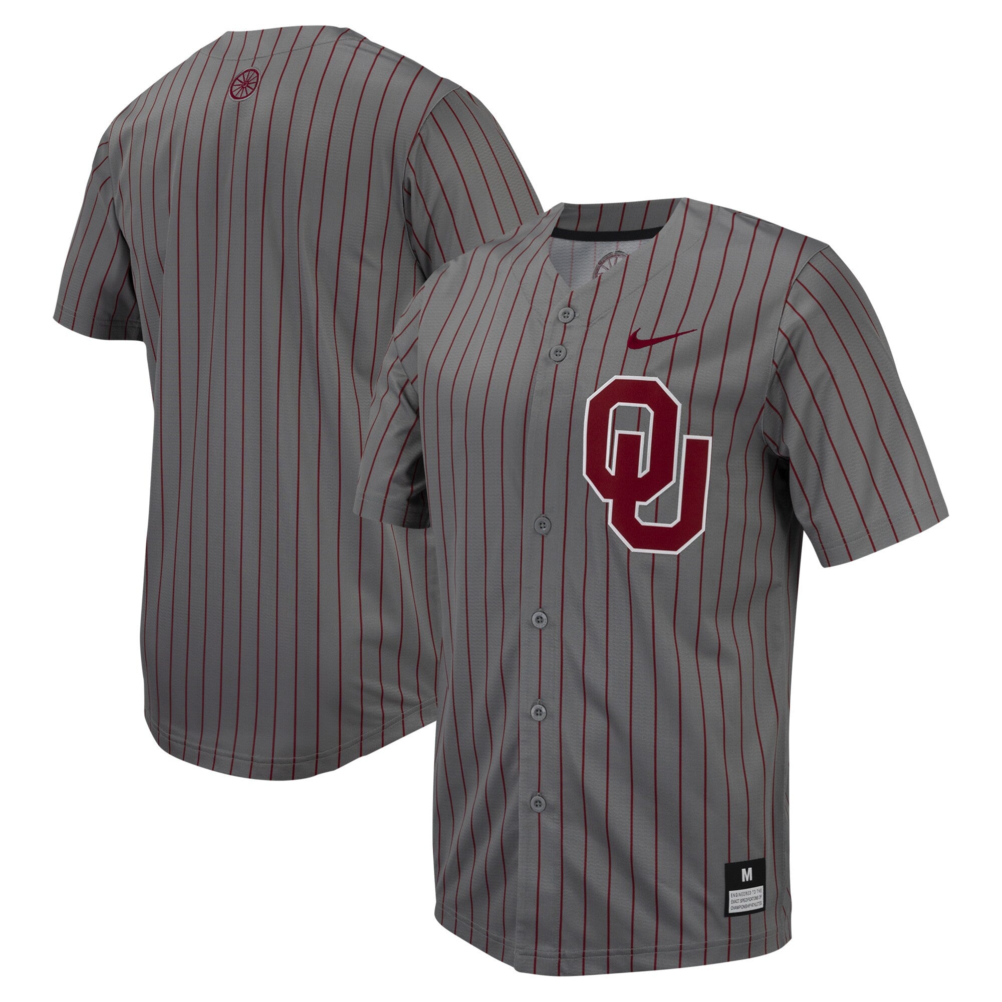 Pinstripe Full-button Oklahoma Sooners gray jersey