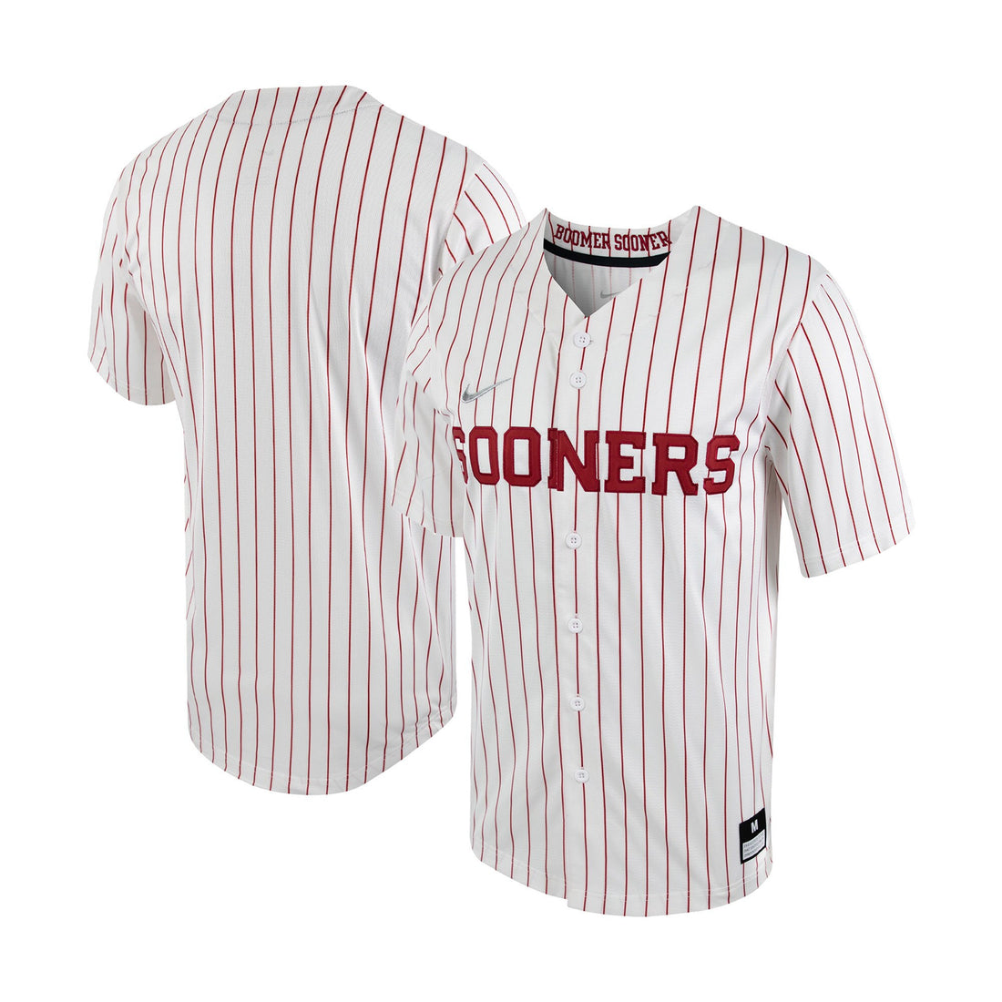 Pinstripe Full-button Oklahoma Sooners white jersey