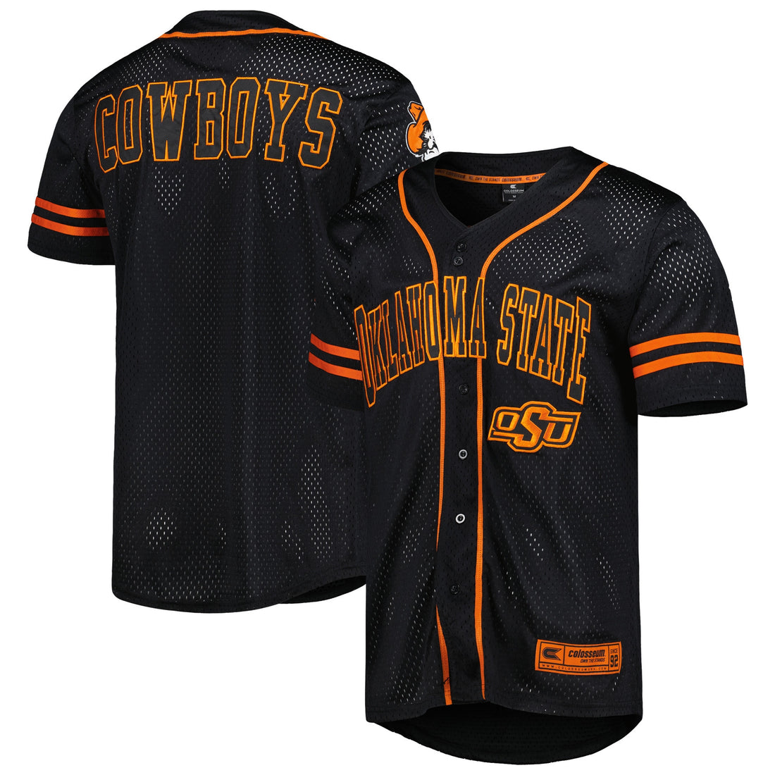 Colosseum Free Spirited Mesh Button-up Oklahoma State Cowboys black jersey