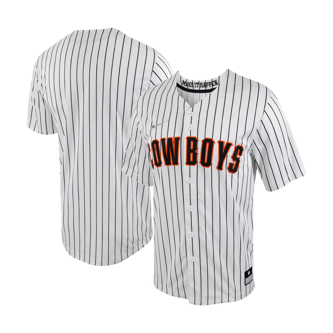 Pinstripe Full-button Oklahoma State Cowboys white jersey