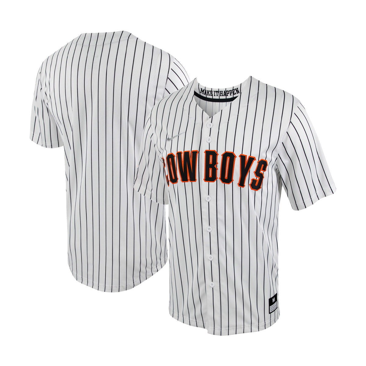 Pinstripe Full-button Oklahoma State Cowboys white jersey
