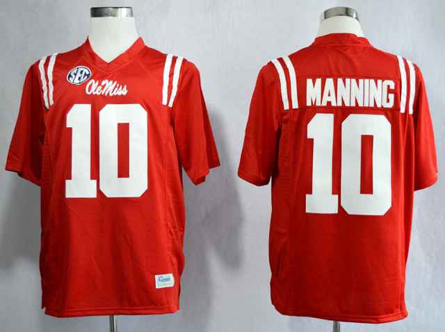 Eli Manning Ole Miss Rebels red jersey