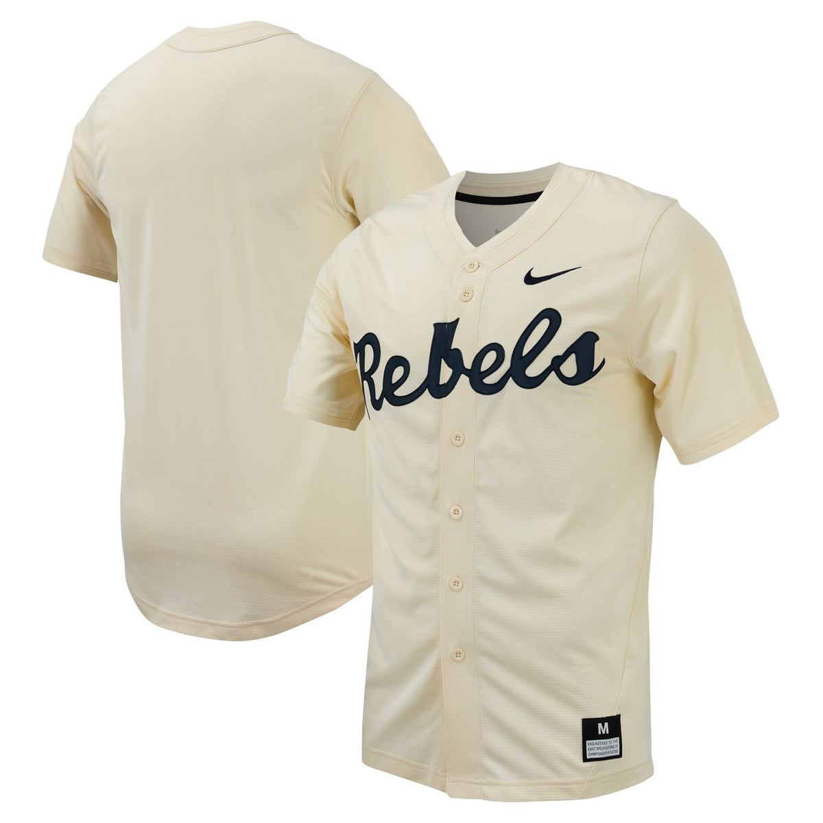 Full-button Ole Miss Rebels cream jersey