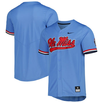 Full-button Ole Miss Rebels blue jersey
