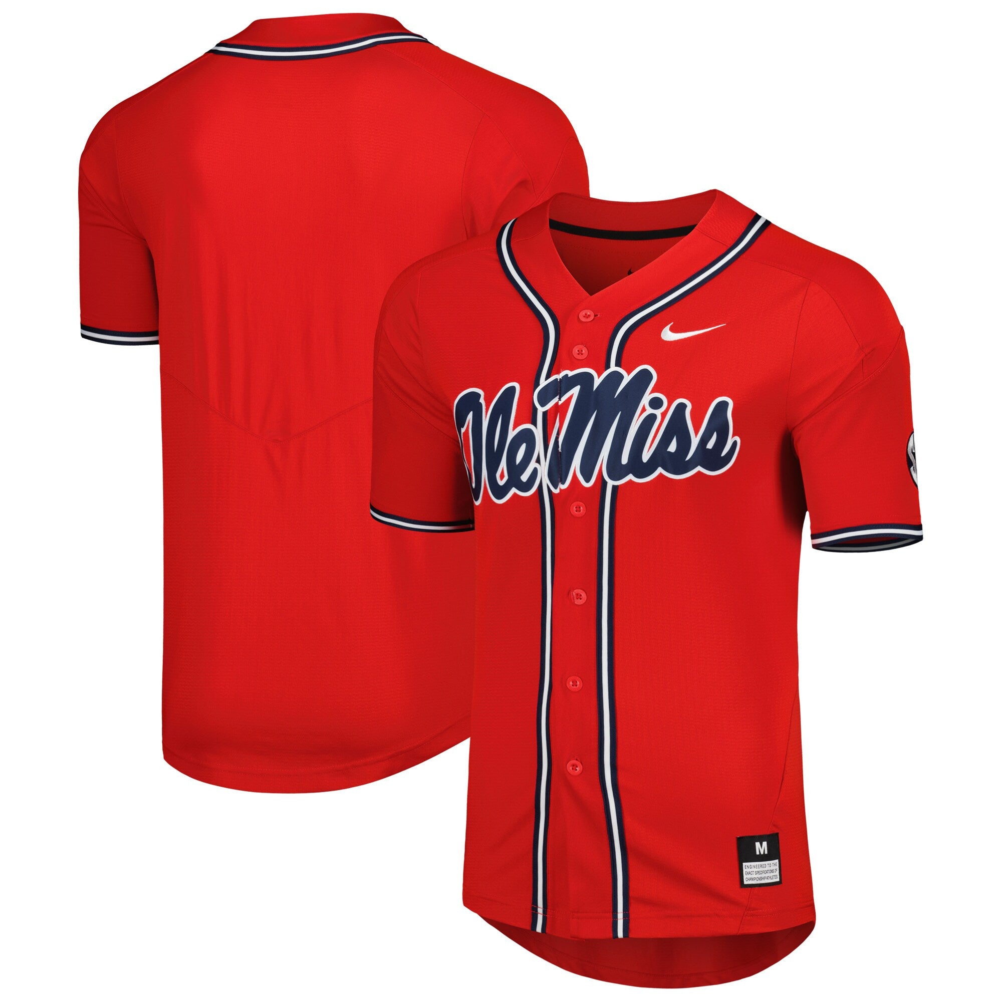 Full-button Ole Miss Rebels red jersey