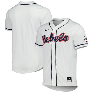 Full-button Ole Miss Rebels white jersey