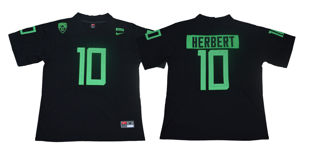 Justin Herbert Oregon Ducks black jersey