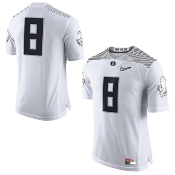 Marcus Mariota With Diamond Logo Oregon Ducks white jersey