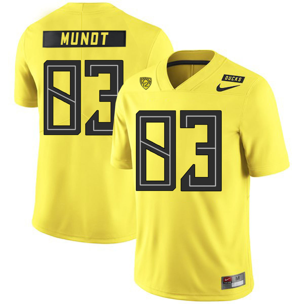 Johnny Mundt Oregon Ducks yellow jersey