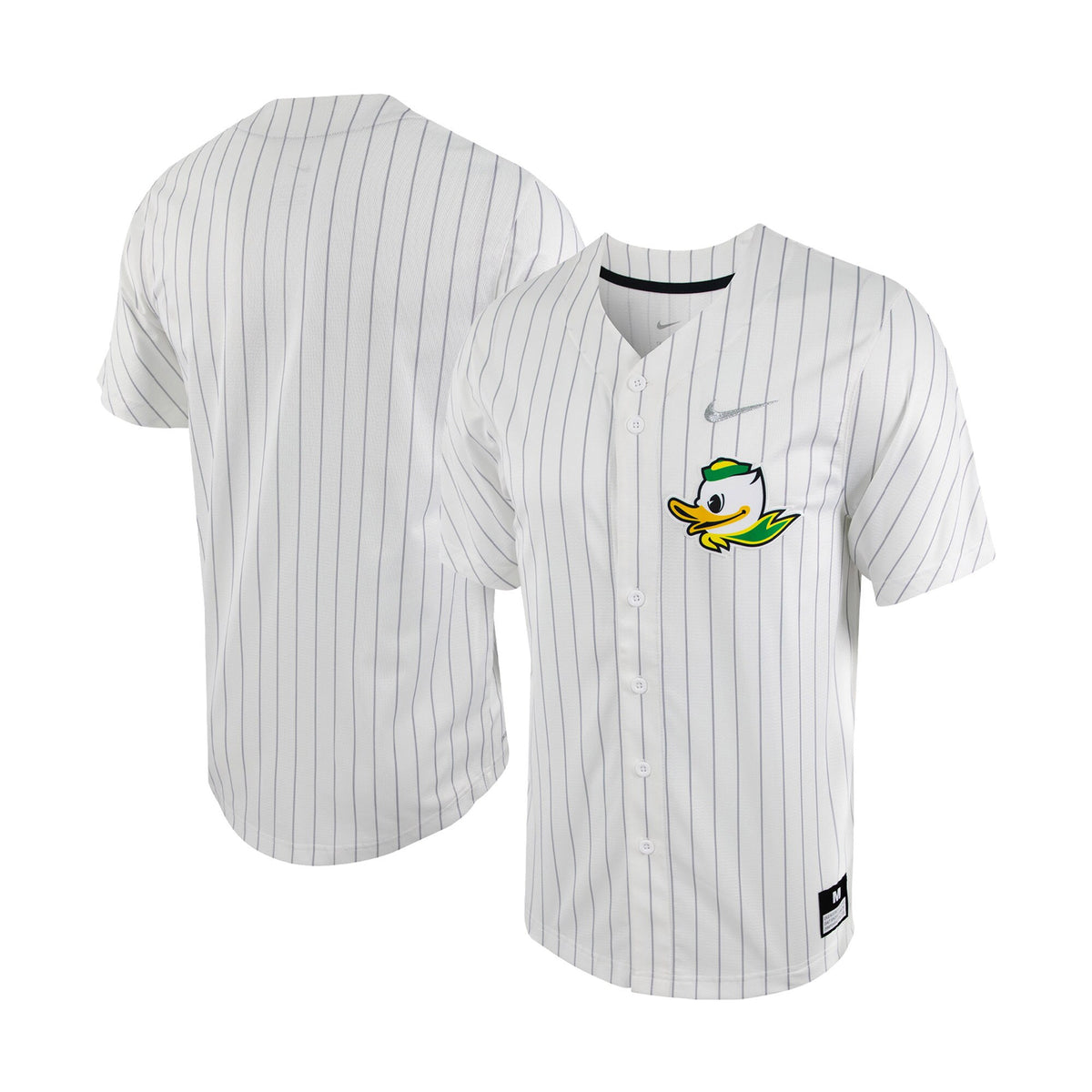 Pinstripe Full-button Oregon Ducks white jersey