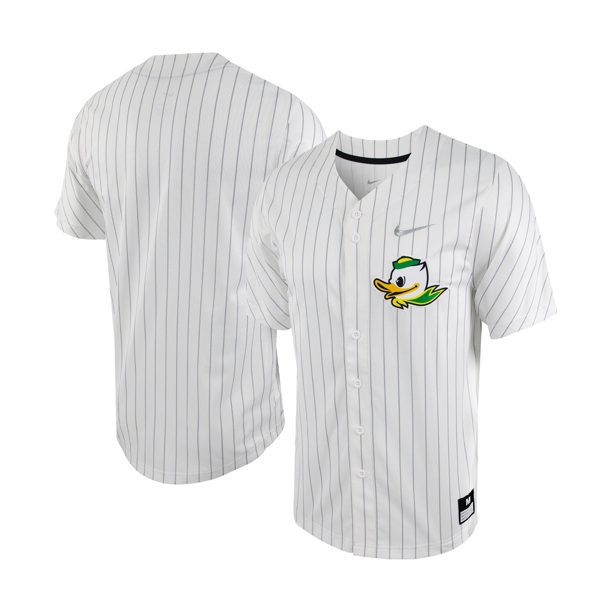 Pinstripe Full-button Oregon Ducks white jersey