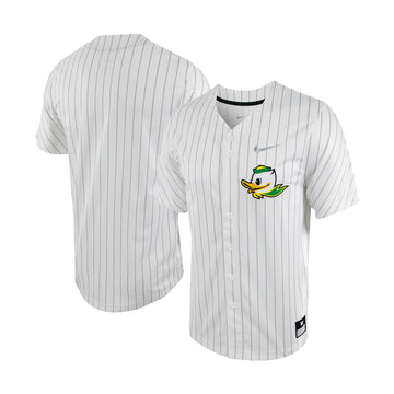 Pinstripe Full-button Oregon Ducks white jersey