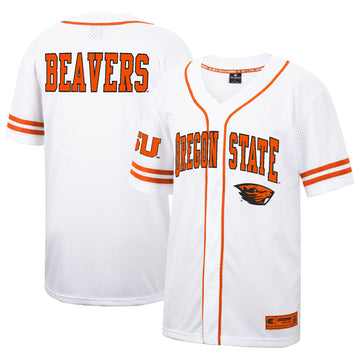 Colosseum Free Spirited Mesh Button-up Oregon State Beavers white jersey