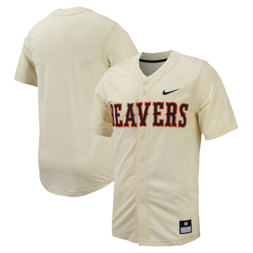 Full-button Oregon State Beavers cream jersey