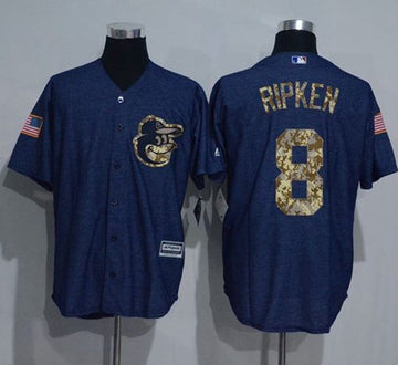 Cal Ripken Denim Baltimore Orioles blue Salute To Service jersey