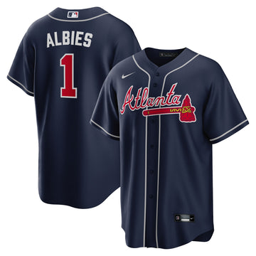 Ozzie Albies Atlanta Braves navy Alternate jersey