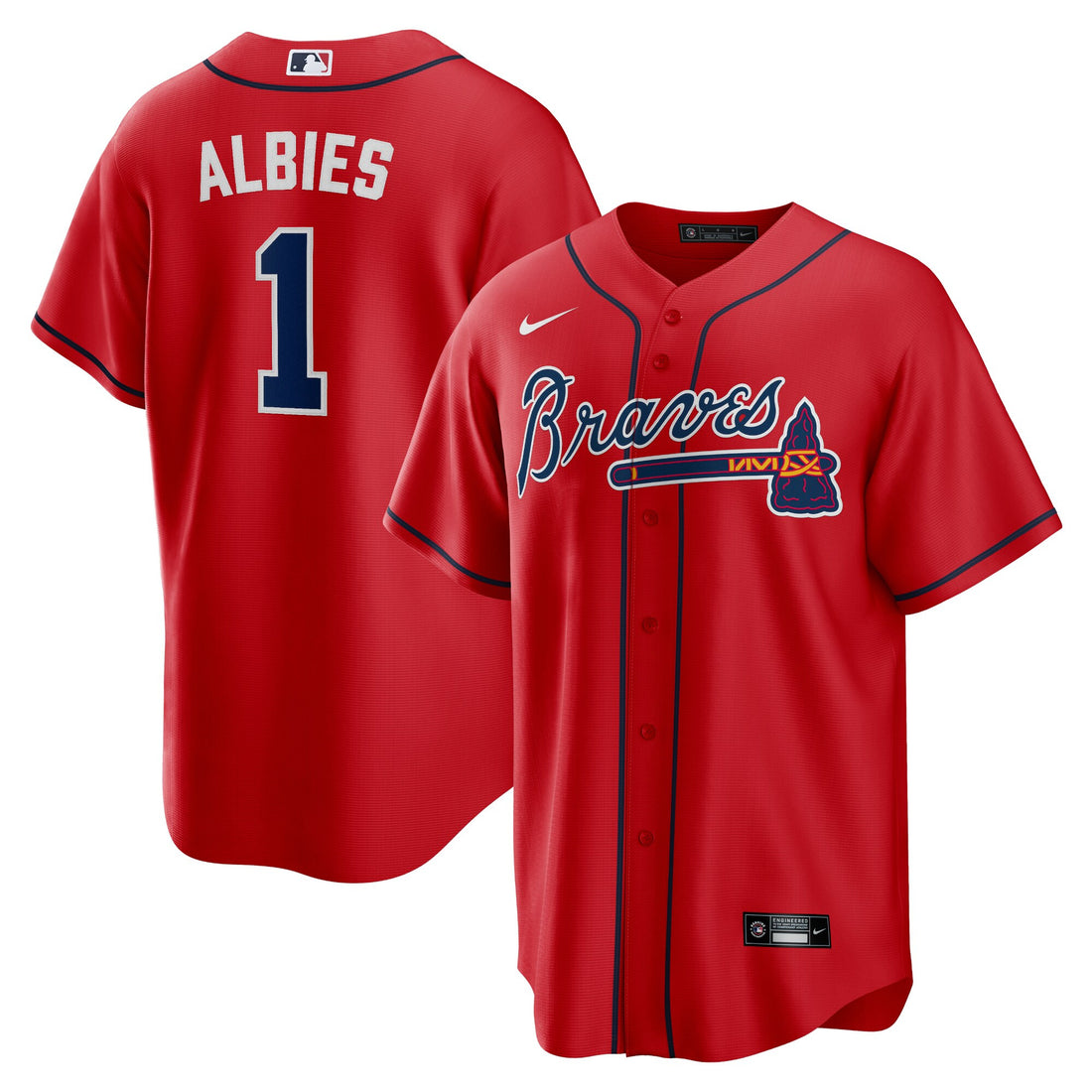 Ozzie Albies Atlanta Braves red Alternate jersey