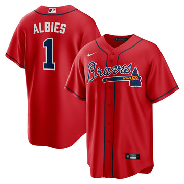 Ozzie Albies Atlanta Braves red Alternate jersey