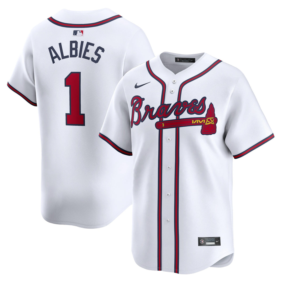 Ozzie Albies Atlanta Braves white Limited jersey