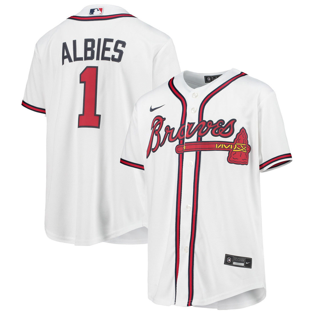 Ozzie Albies Atlanta Braves white Alternate jersey