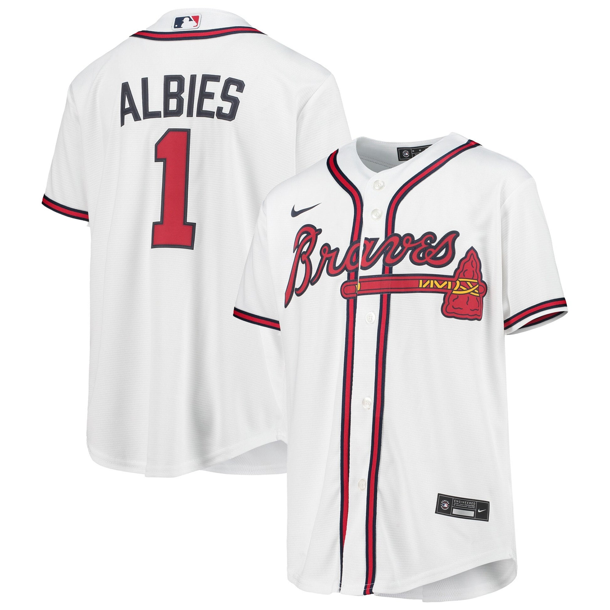 Ozzie Albies Atlanta Braves white Alternate jersey