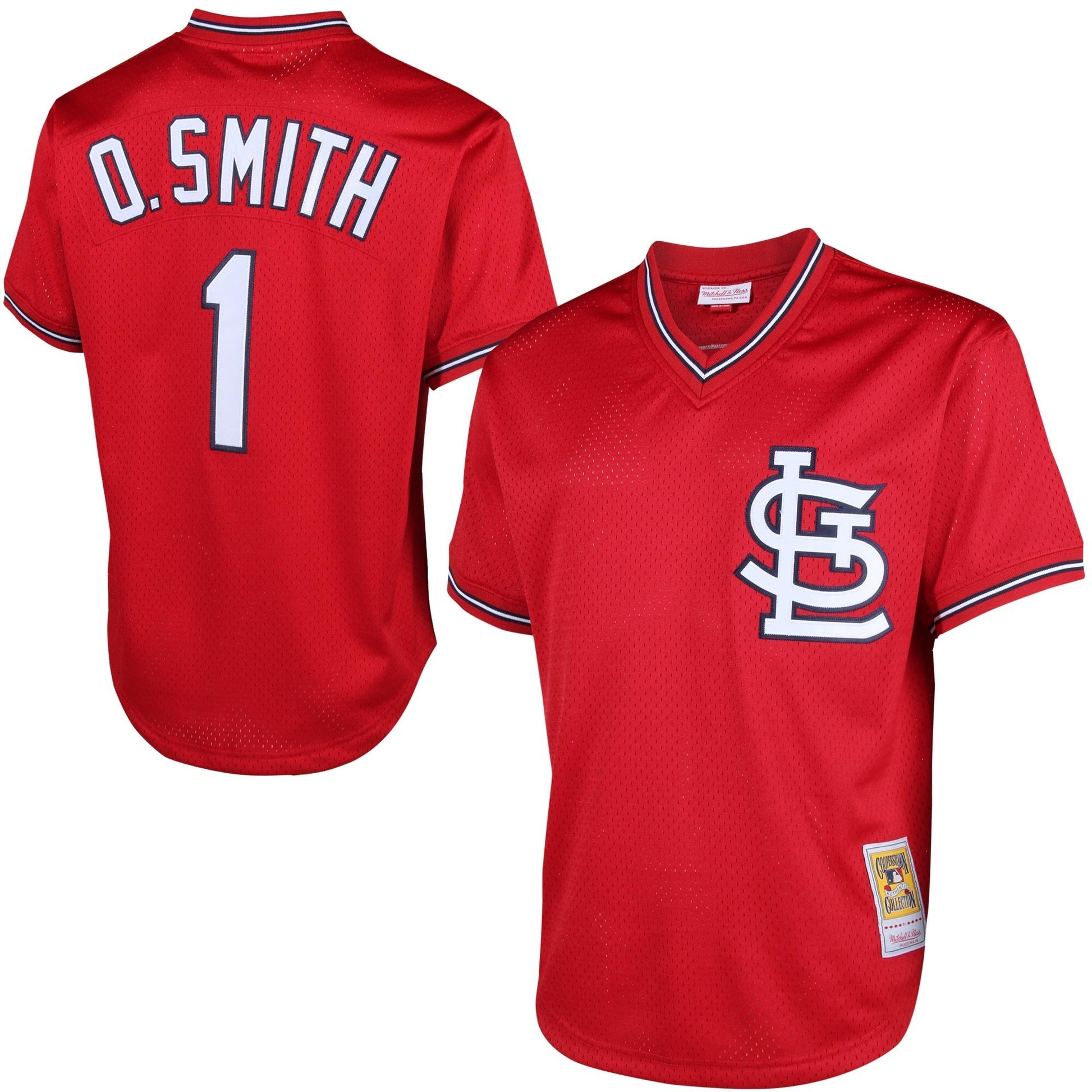 Ozzie Smith St. Louis Cardinals red Cooperstown jersey