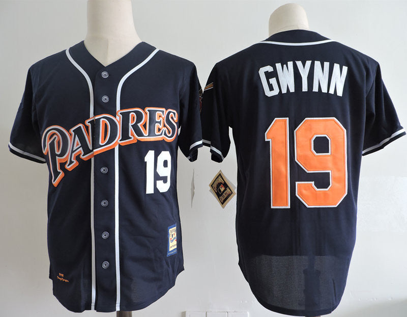 Tony Gwynn San Diego Padres navy Cooperstown jersey