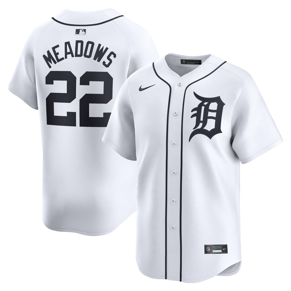 Parker Meadows Detroit Tigers white Limited jersey