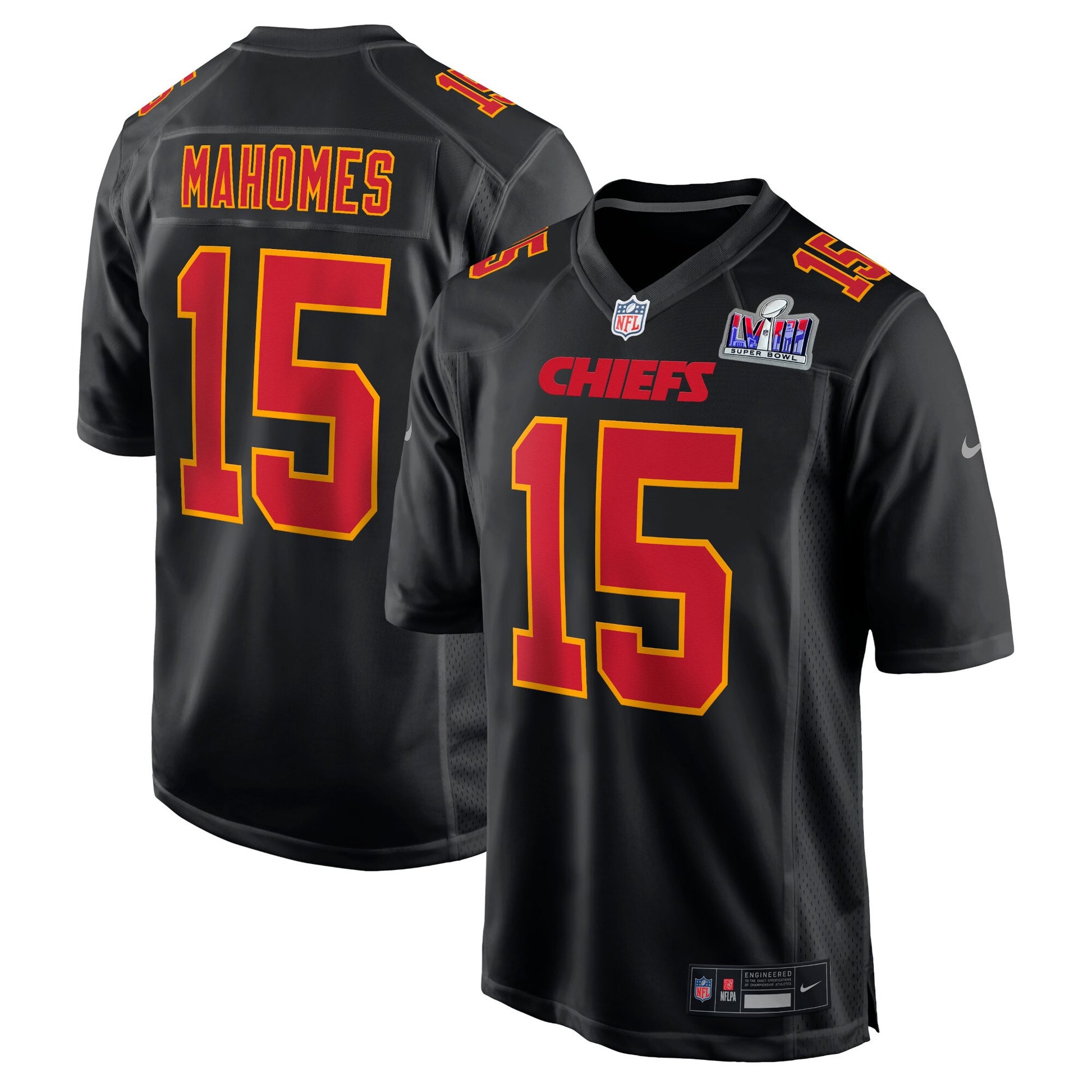 Patrick Mahomes Super Bowl Lviii Carbon Kansas City Chiefs black Game jersey