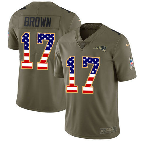 Antonio Brown New England Patriots olive Salute To Service jersey