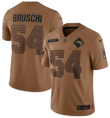 Tedy Bruschi New England Patriots brown Salute To Service jersey