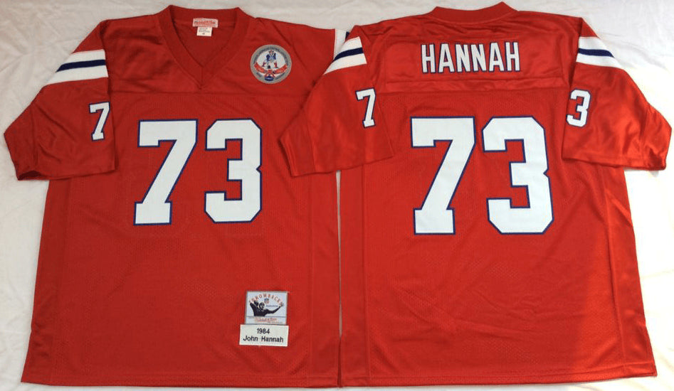 John Hannah New England Patriots red Throwback jersey