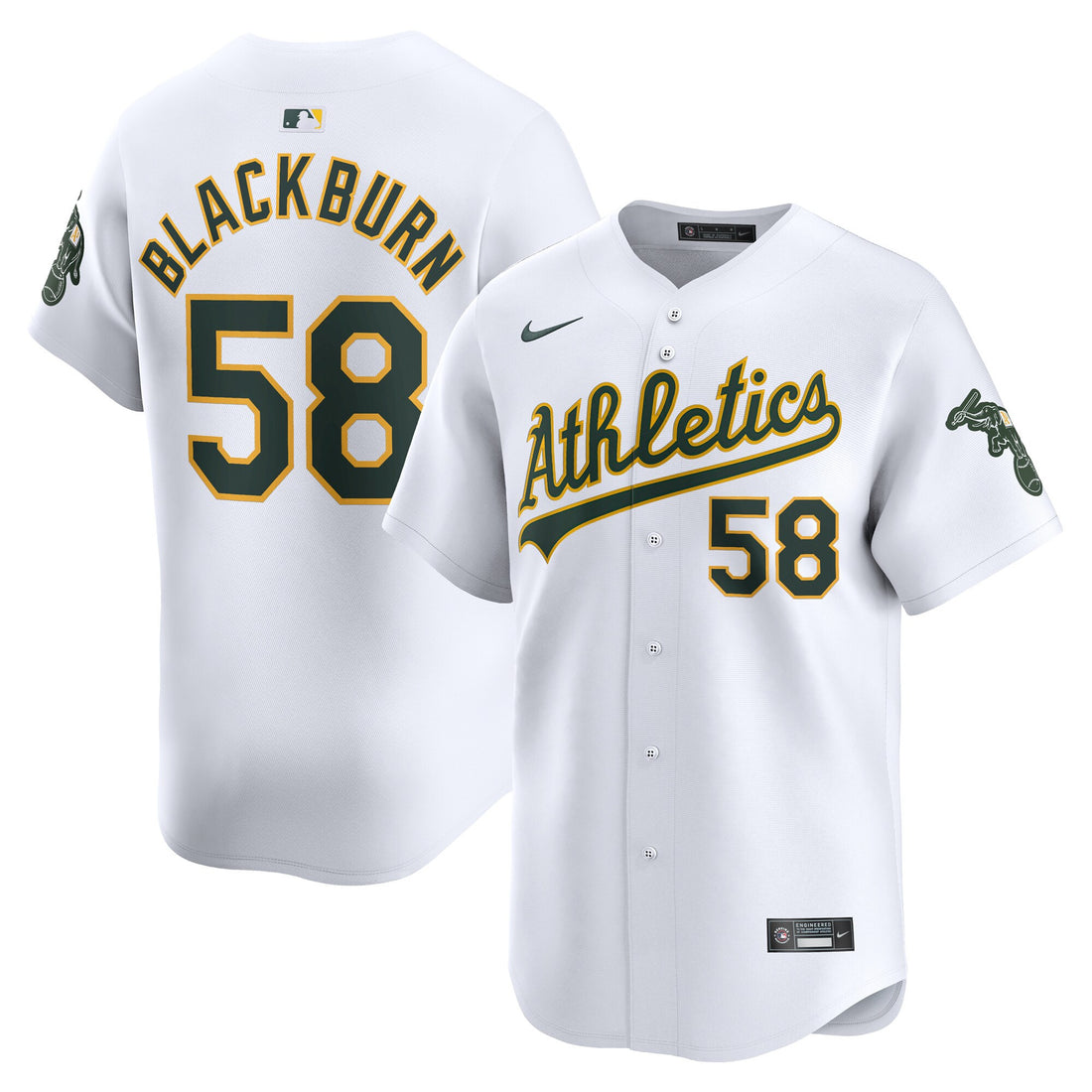 Paul Blackburn Oakland Athletics white Limited jersey