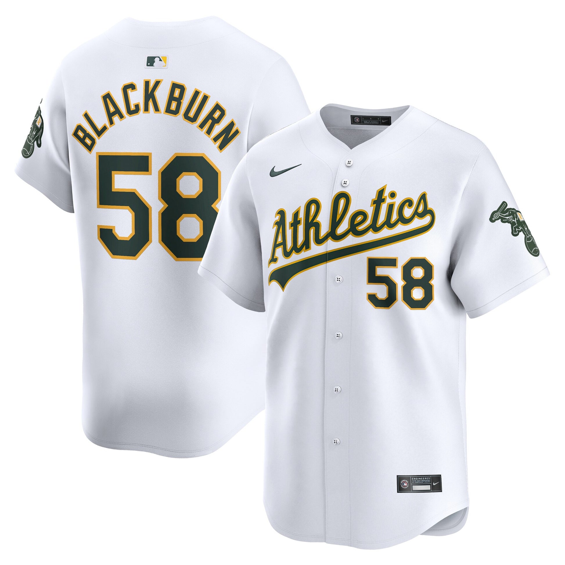 Paul Blackburn Oakland Athletics white Limited jersey