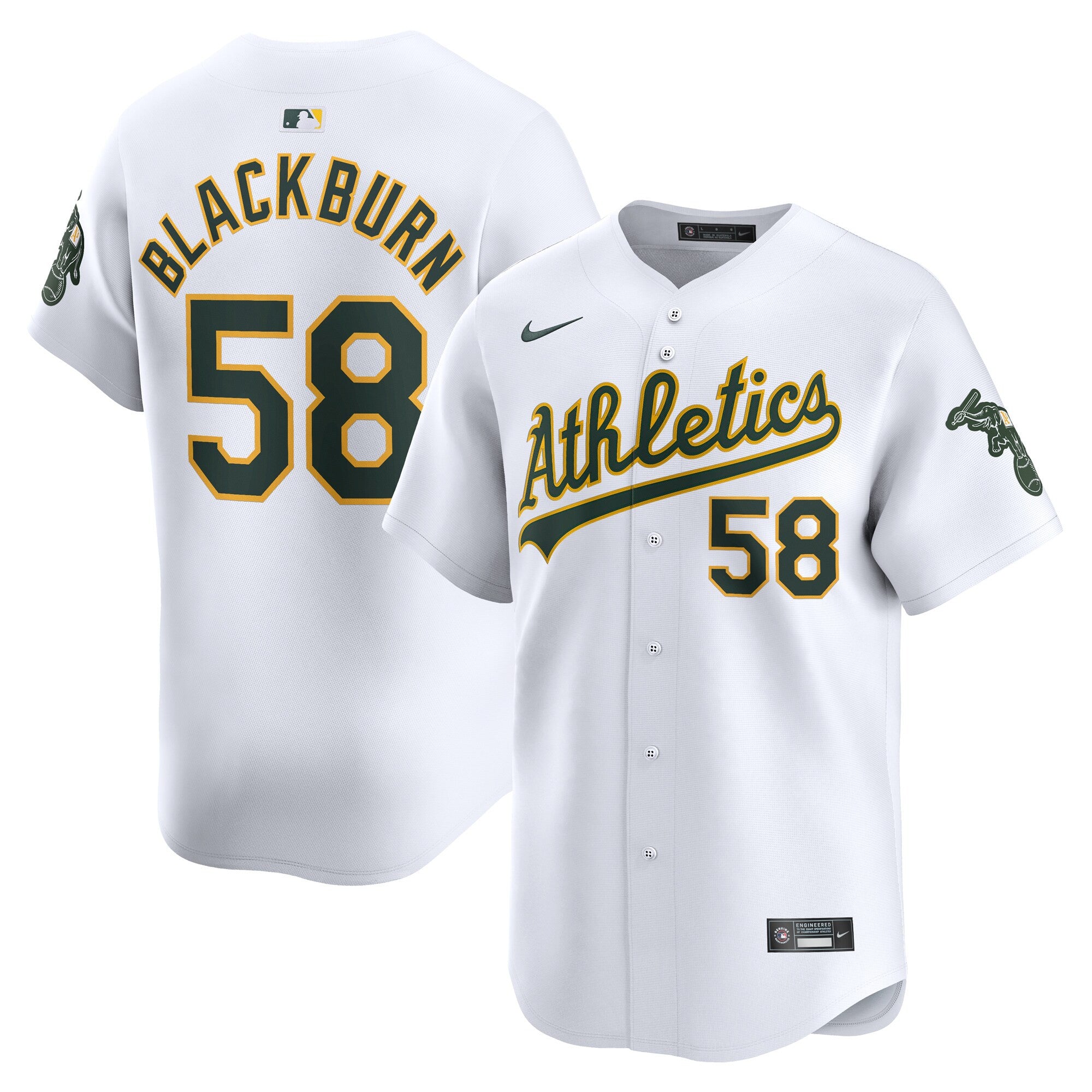 Paul Blackburn Oakland Athletics white Limited jersey
