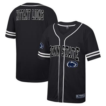 Colosseum Free Spirited Mesh Button-up Penn State Nittany Lions black jersey