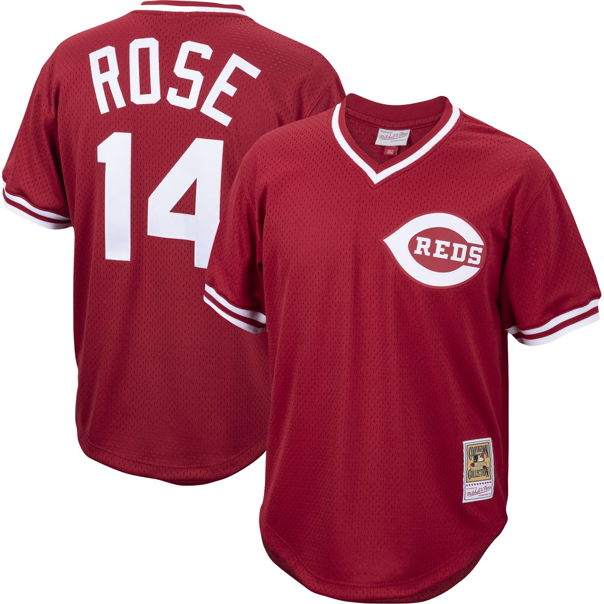 Pete Rose Cincinnati Reds red Cooperstown jersey