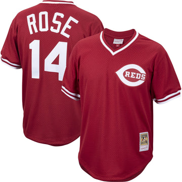 Pete Rose Cincinnati Reds red Cooperstown jersey