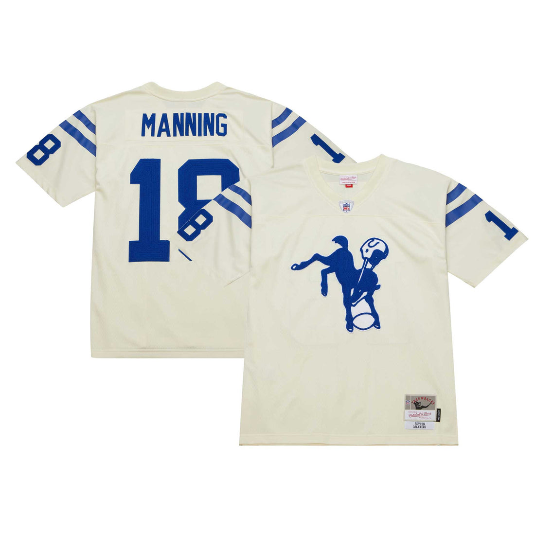 Peyton Manning Chainstitch Indianapolis Colts cream jersey