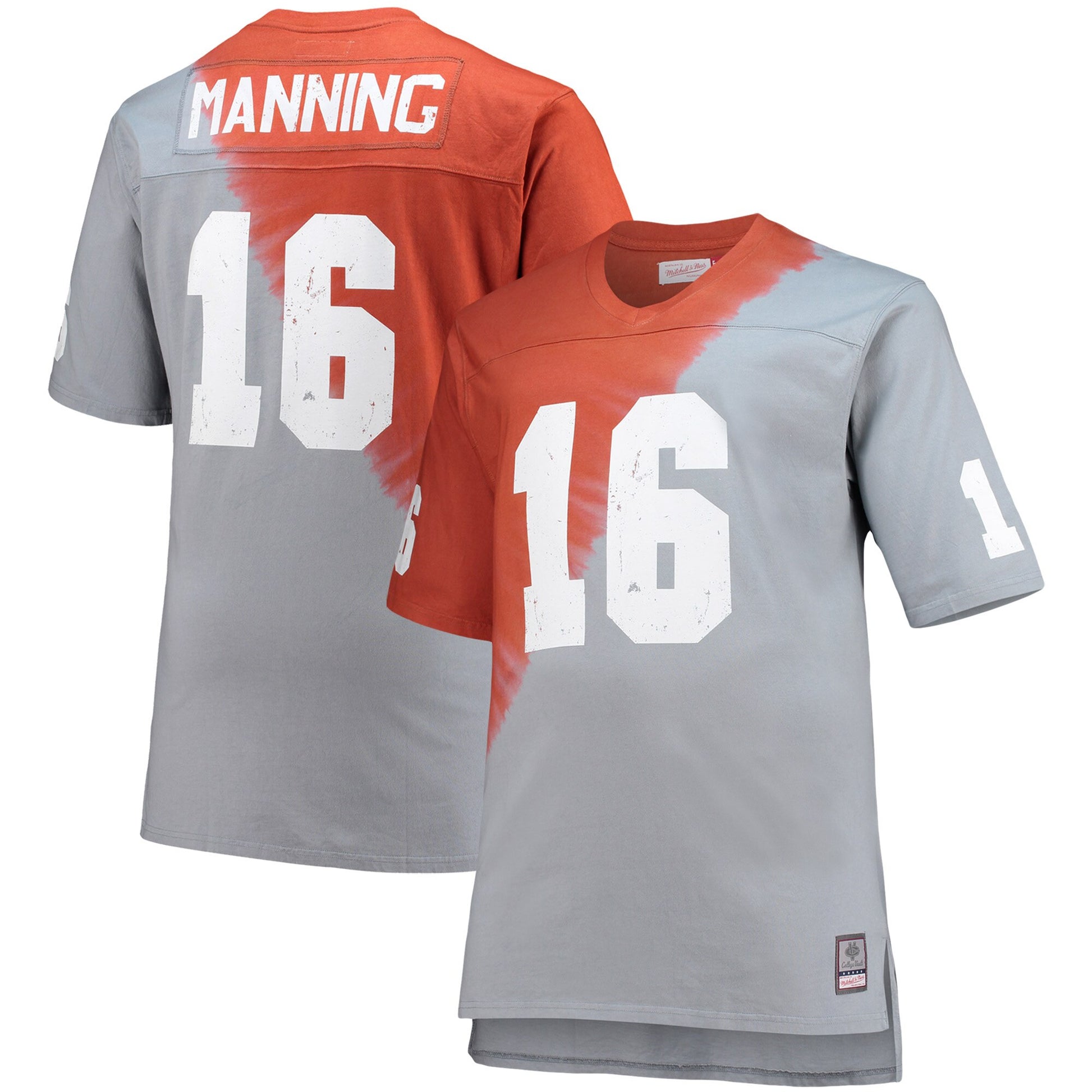 Peyton Manning Name Number Tie-dye V-neck T-shirt Tennessee Tennessee Volunteers orange jersey