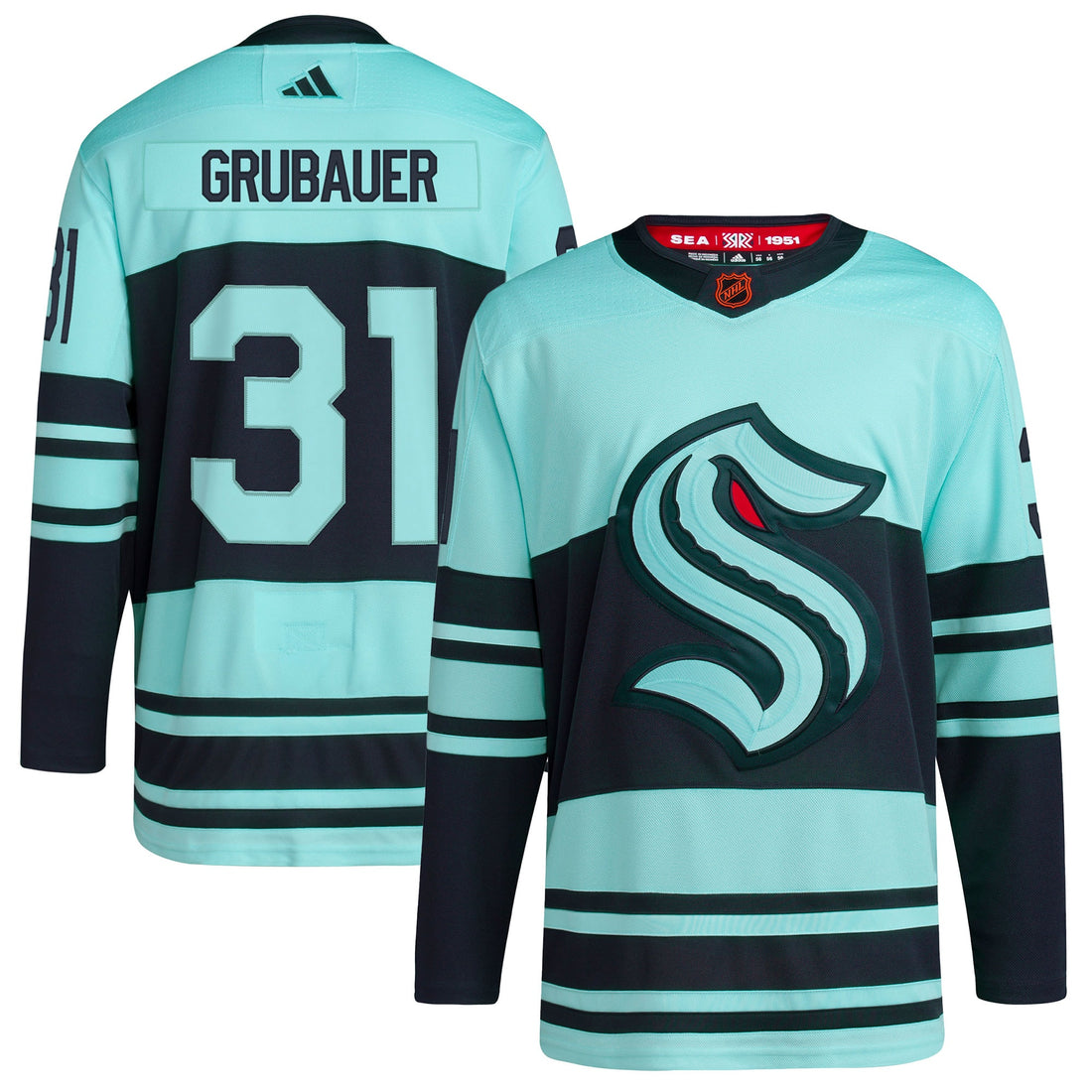 Philipp Grubauer Seattle Kraken teal Reverse Retro jersey