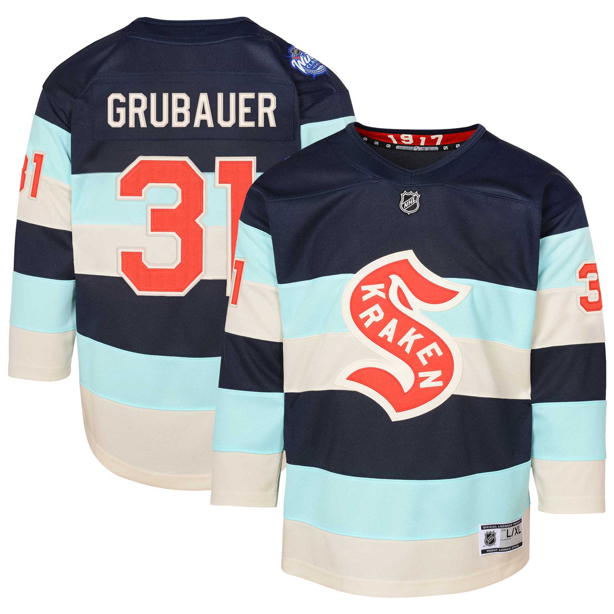 Philipp Grubauer Seattle Kraken blue Winter Classic jersey