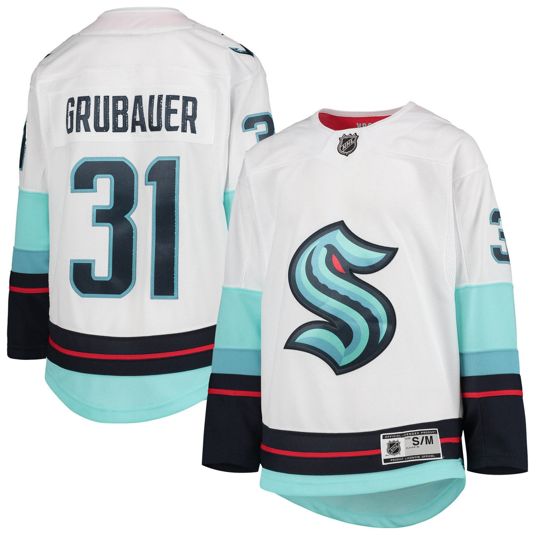 Philipp Grubauer Seattle Kraken white Away jersey