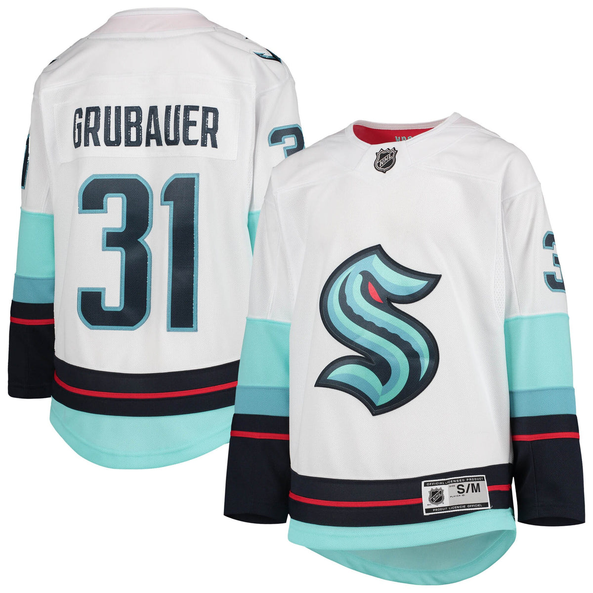 Philipp Grubauer Seattle Kraken white Away jersey