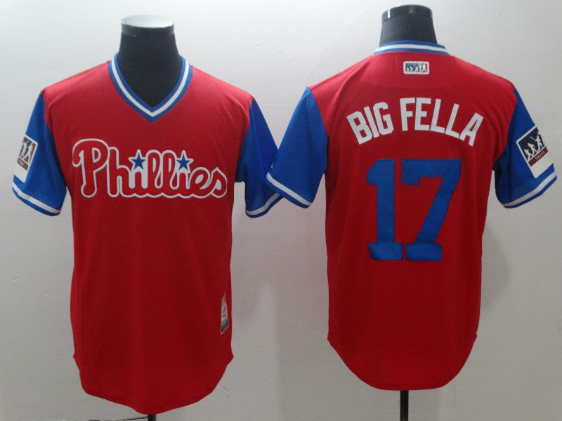 Rhys Hoskins Fella Philadelphia Phillies red Authentic jersey